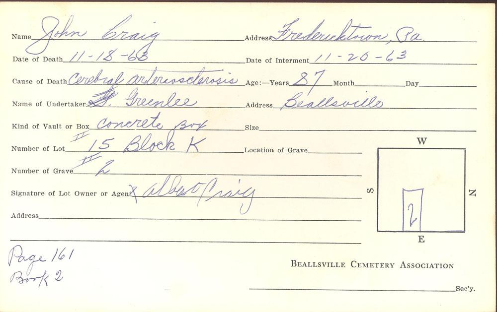 burial card